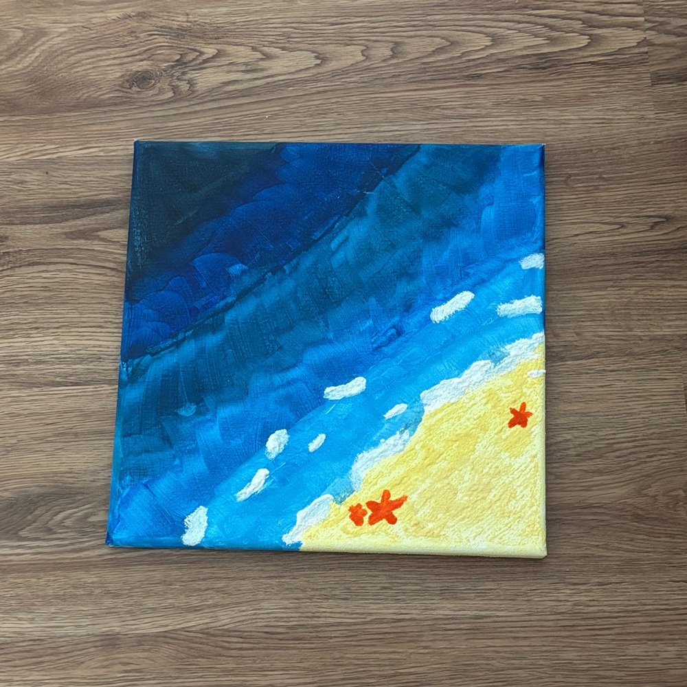 Blue and Yellow Beach Canvas Art